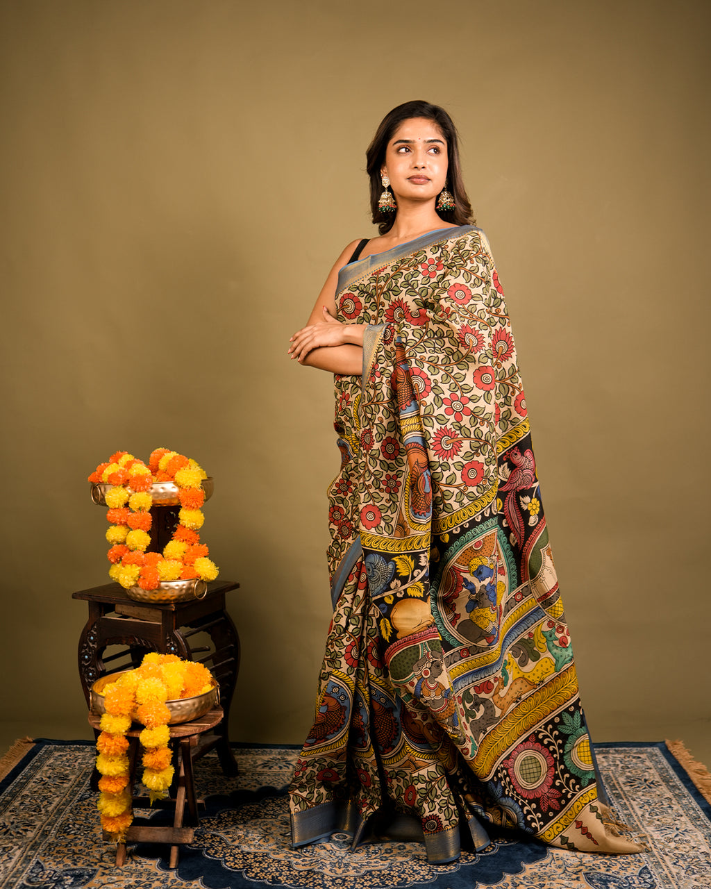 Pen Kalamkari Bangalore Silk – Multicolour