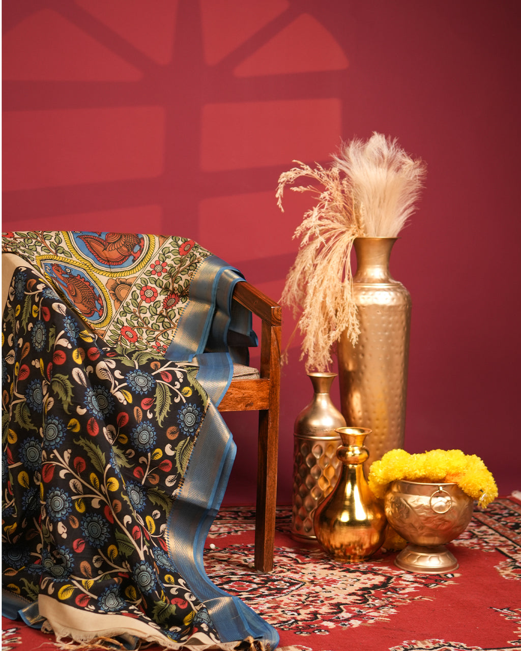 Pen Kalamkari Bangalore Silk – Multicolour