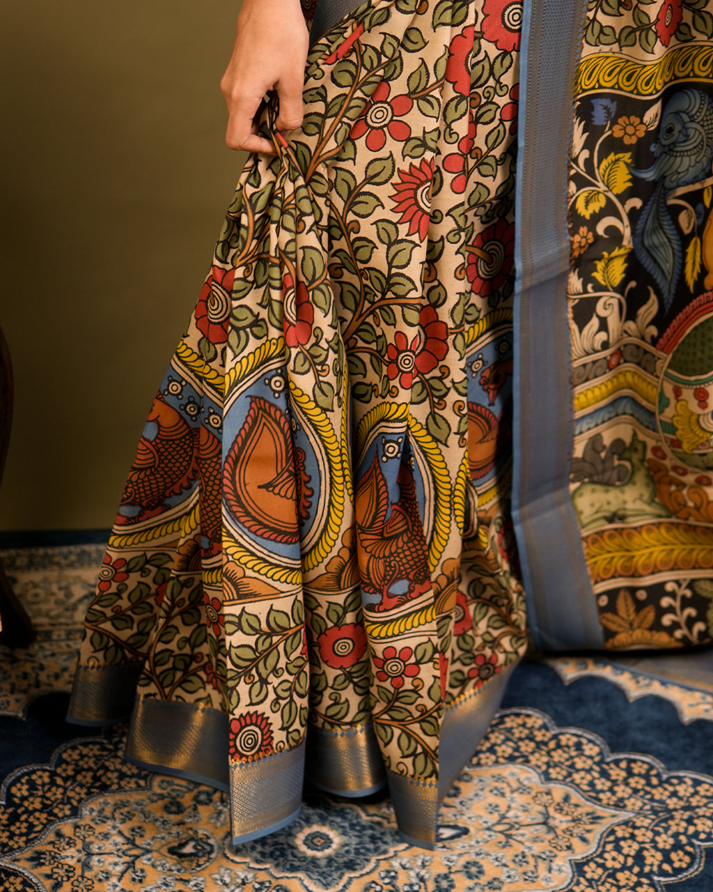 Pen Kalamkari Bangalore Silk – Multicolour