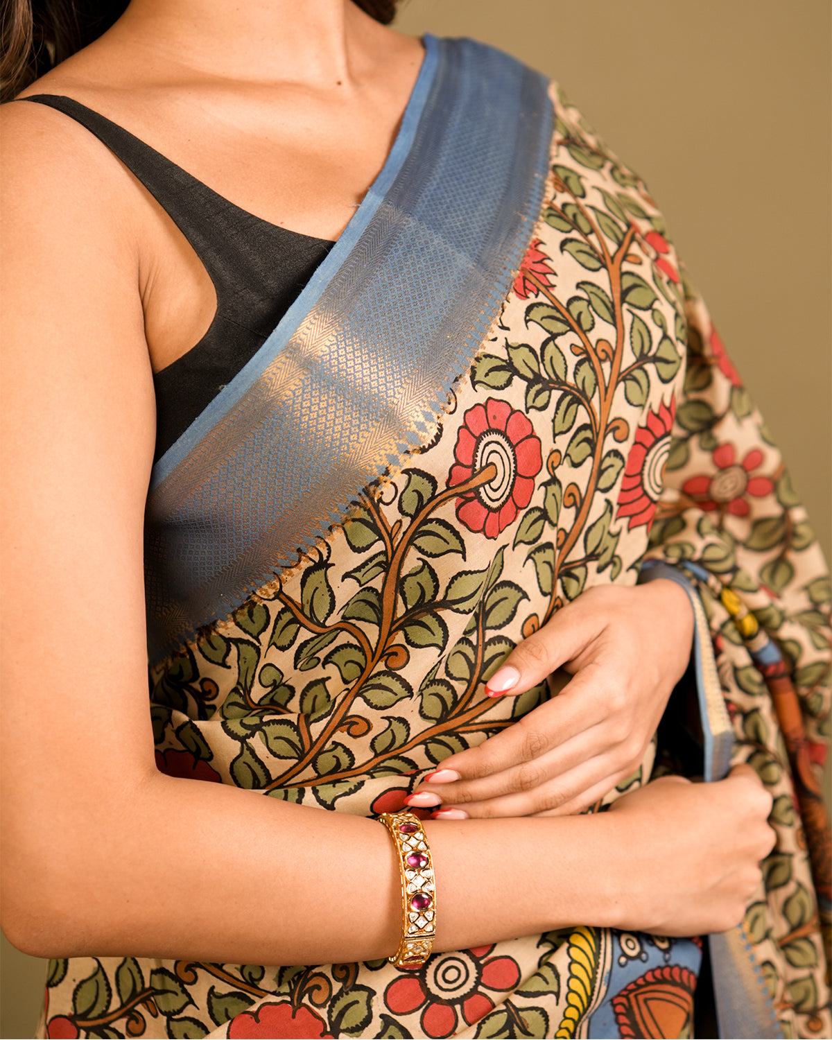 Pen Kalamkari Bangalore Silk – Multicolour