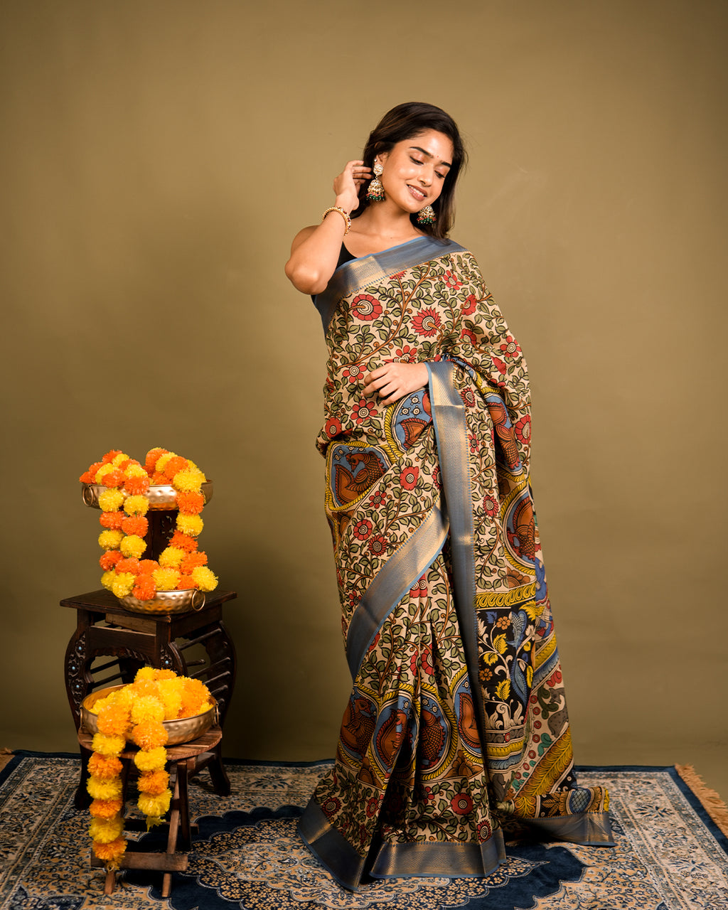 Pen Kalamkari Bangalore Silk – Multicolour