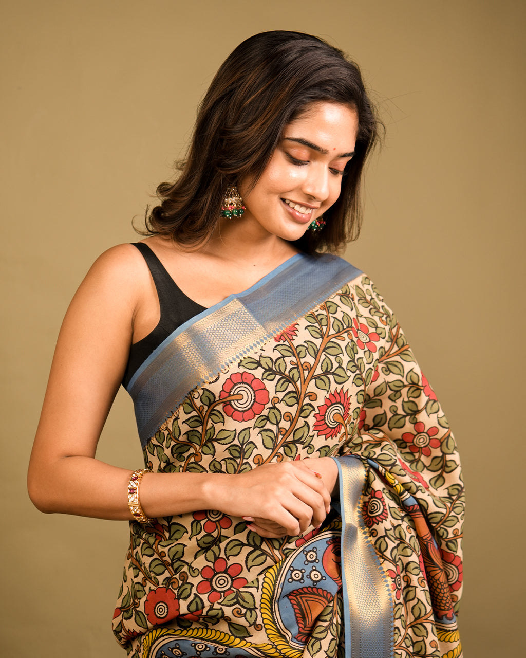 Pen Kalamkari Bangalore Silk – Multicolour