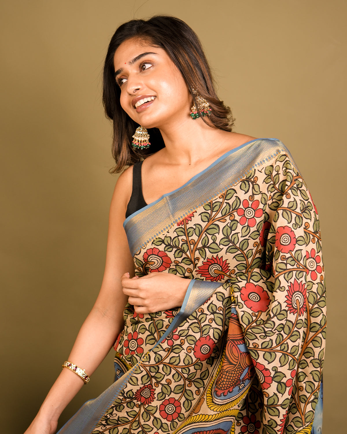 Pen Kalamkari Bangalore Silk – Multicolour