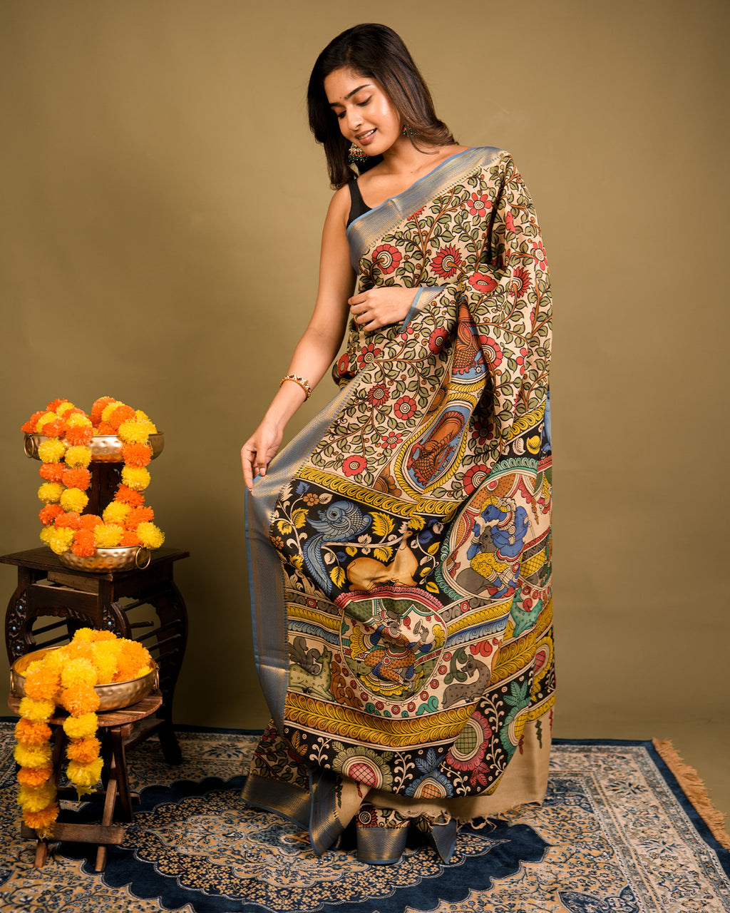 Pen Kalamkari Bangalore Silk – Multicolour