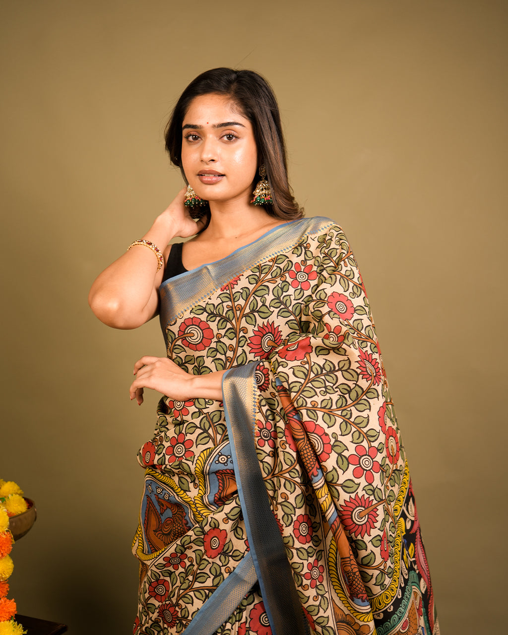 Pen Kalamkari Bangalore Silk – Multicolour