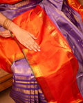 Pure Kanjivaram Silk – Temple Orange and Royal violet