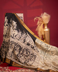 Pen Kalamkari Bangalore Silk – Black and Beige