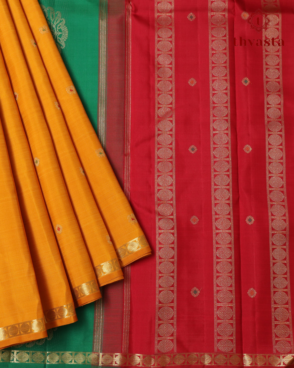 Pure Kanjivaram Silk - Yellow Small Border With Classic Multicoloured Pallu