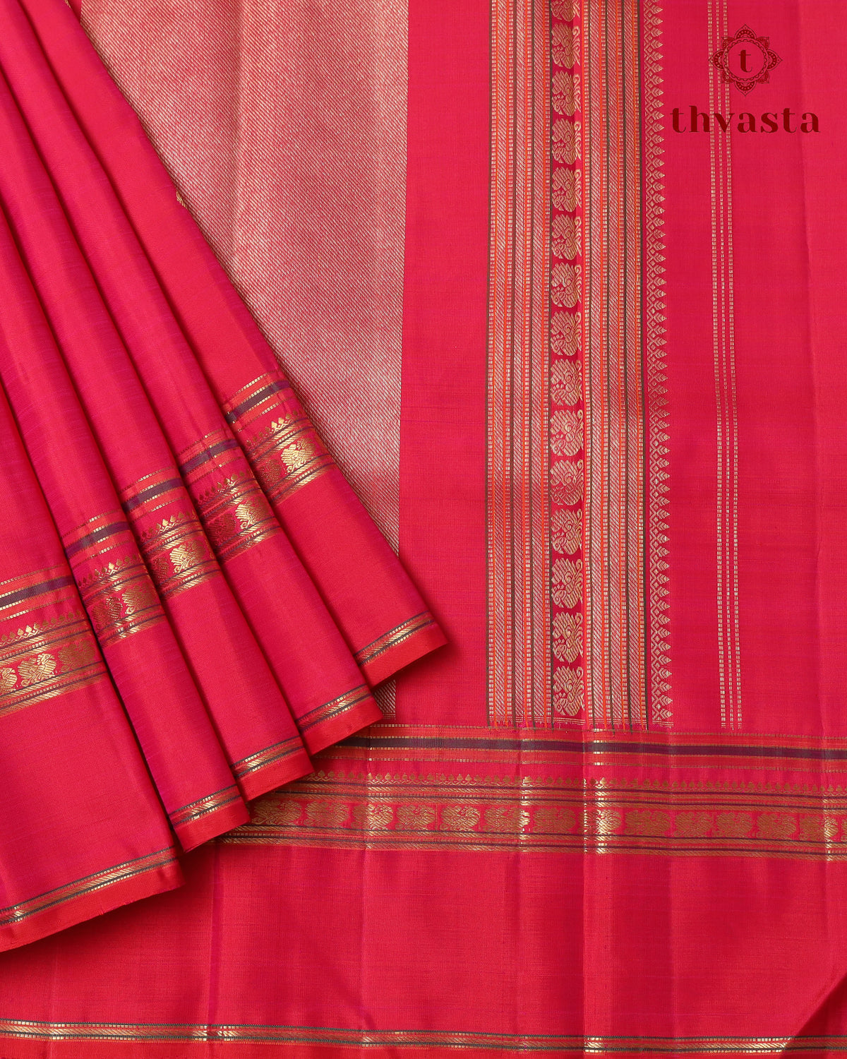 Pure Kanjivaram Silk - Classic Rani Pink