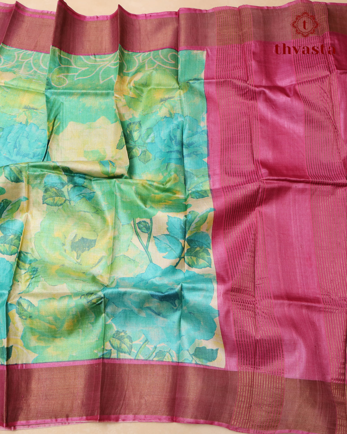 Pure Tussar - Floral Polka dot