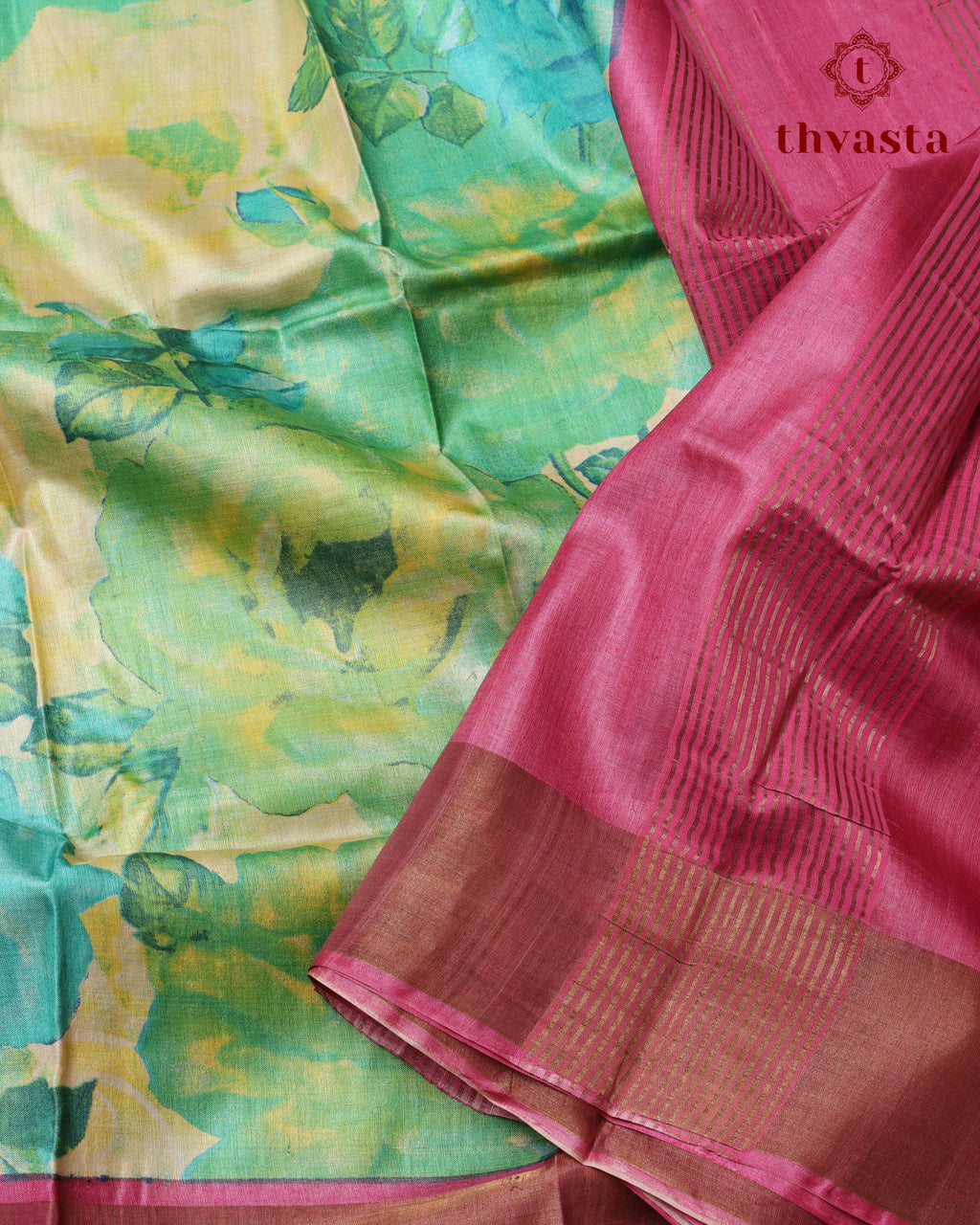Pure Tussar - Floral Polka dot