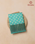 Pure Tussar - Turquoise Teal Polka dots