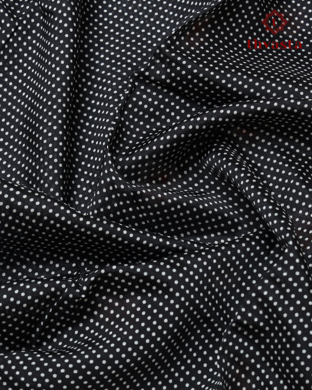 Mangalagiri Digital Print Saree -  Black polka dots