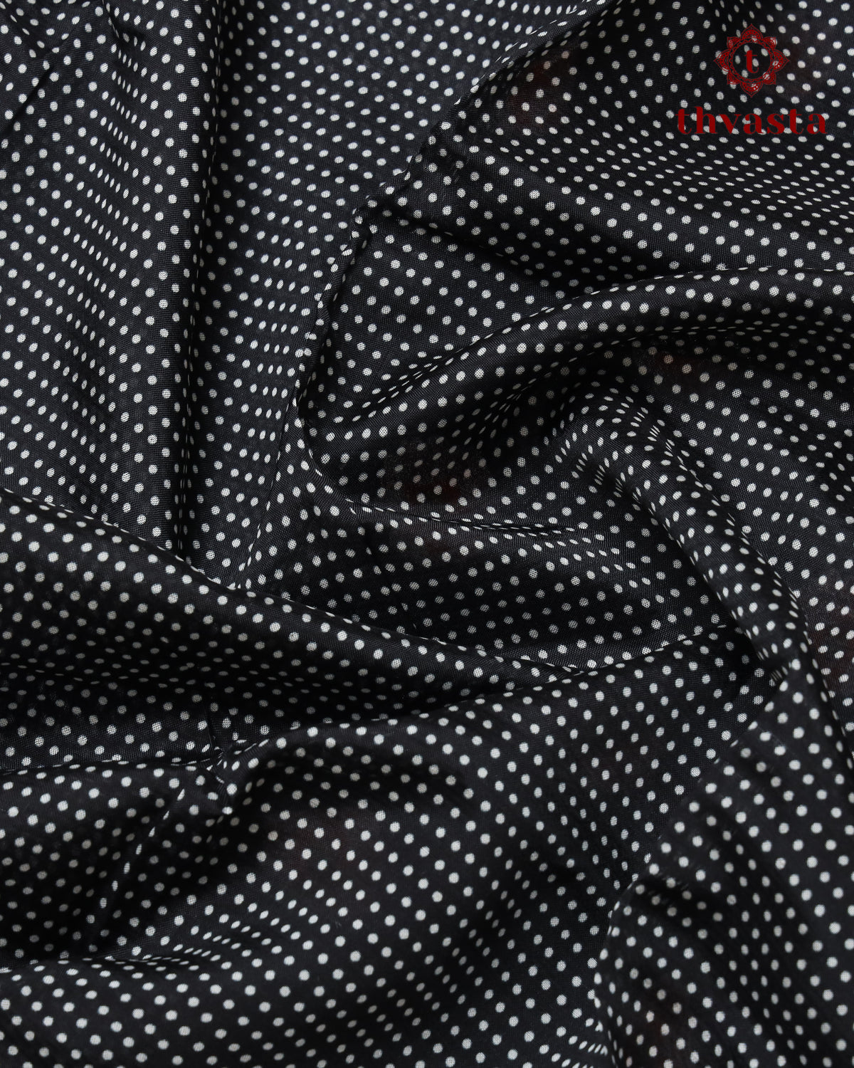 Mangalagiri Digital Print Saree -  Black polka dots