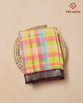 Mangalagiri Digital Print Saree -  Multi colour checks