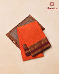 Kanchi Cotton Saree - Orange with Arakku Border