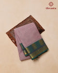 Kanchi Cotton Saree - Mauve and Green Border