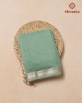 Maheshwari Silkcotton Silver Border - Sea Green