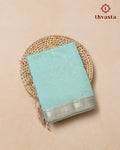 Maheshwari Silkcotton Silver Border - Blue