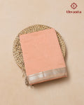 Maheshwari Silkcotton Silver Border - Peach