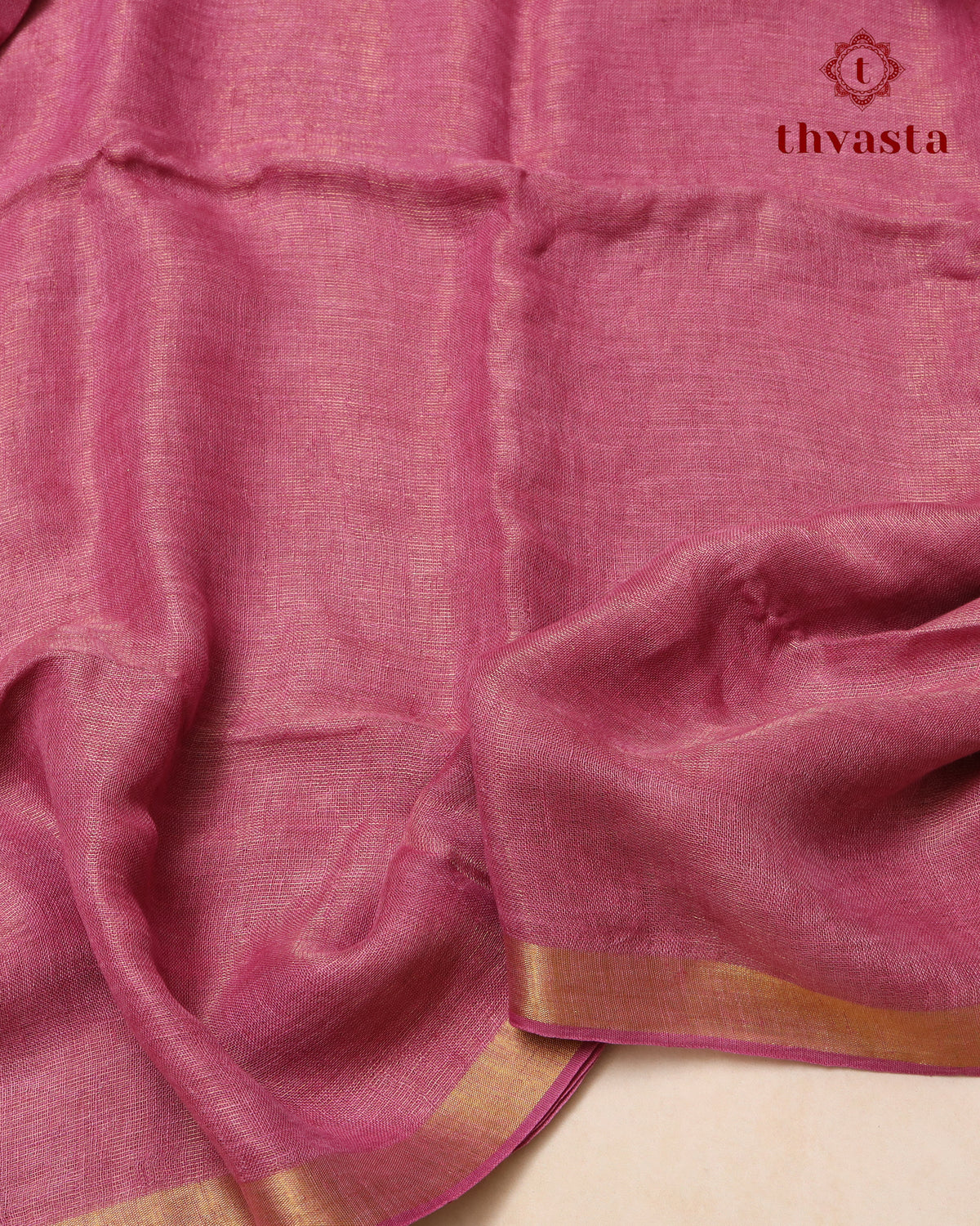 Metallic Linen Saree - Dark Mauve