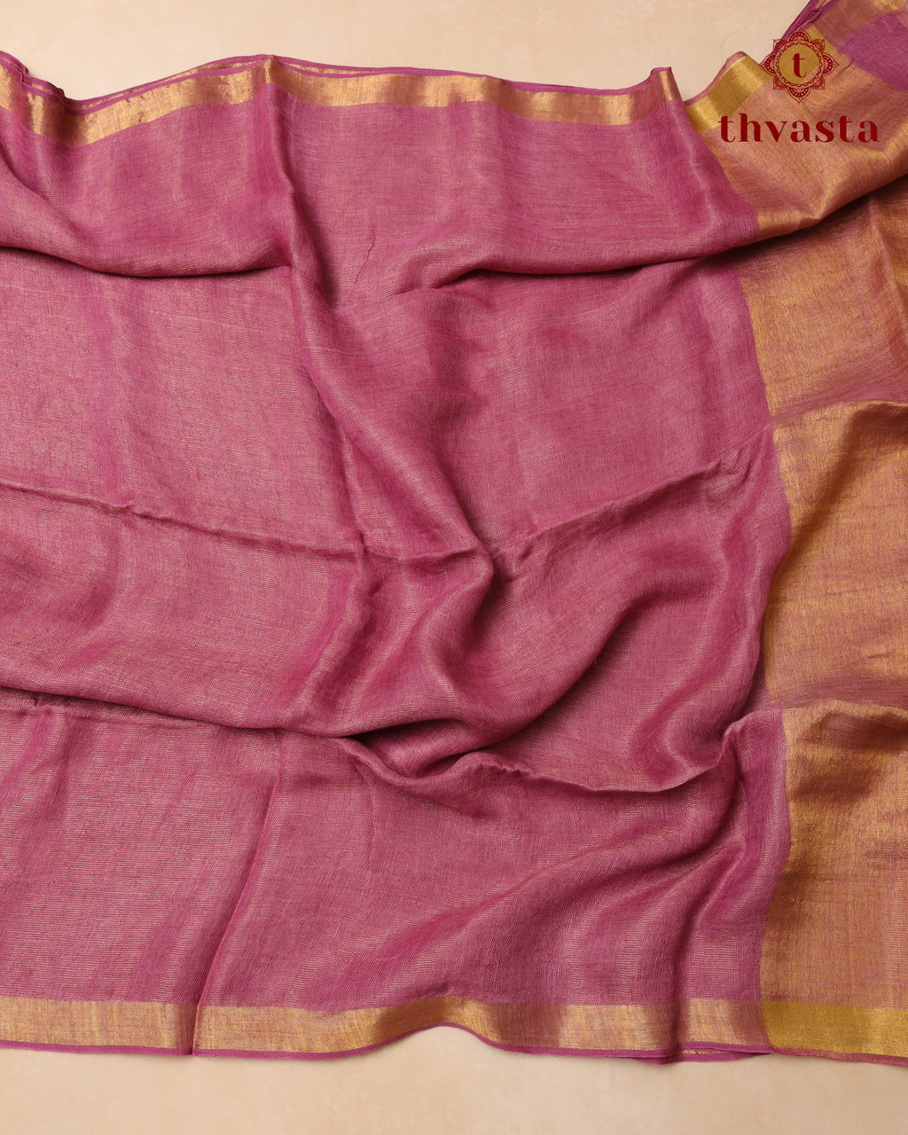 Metallic Linen Saree - Dark Mauve