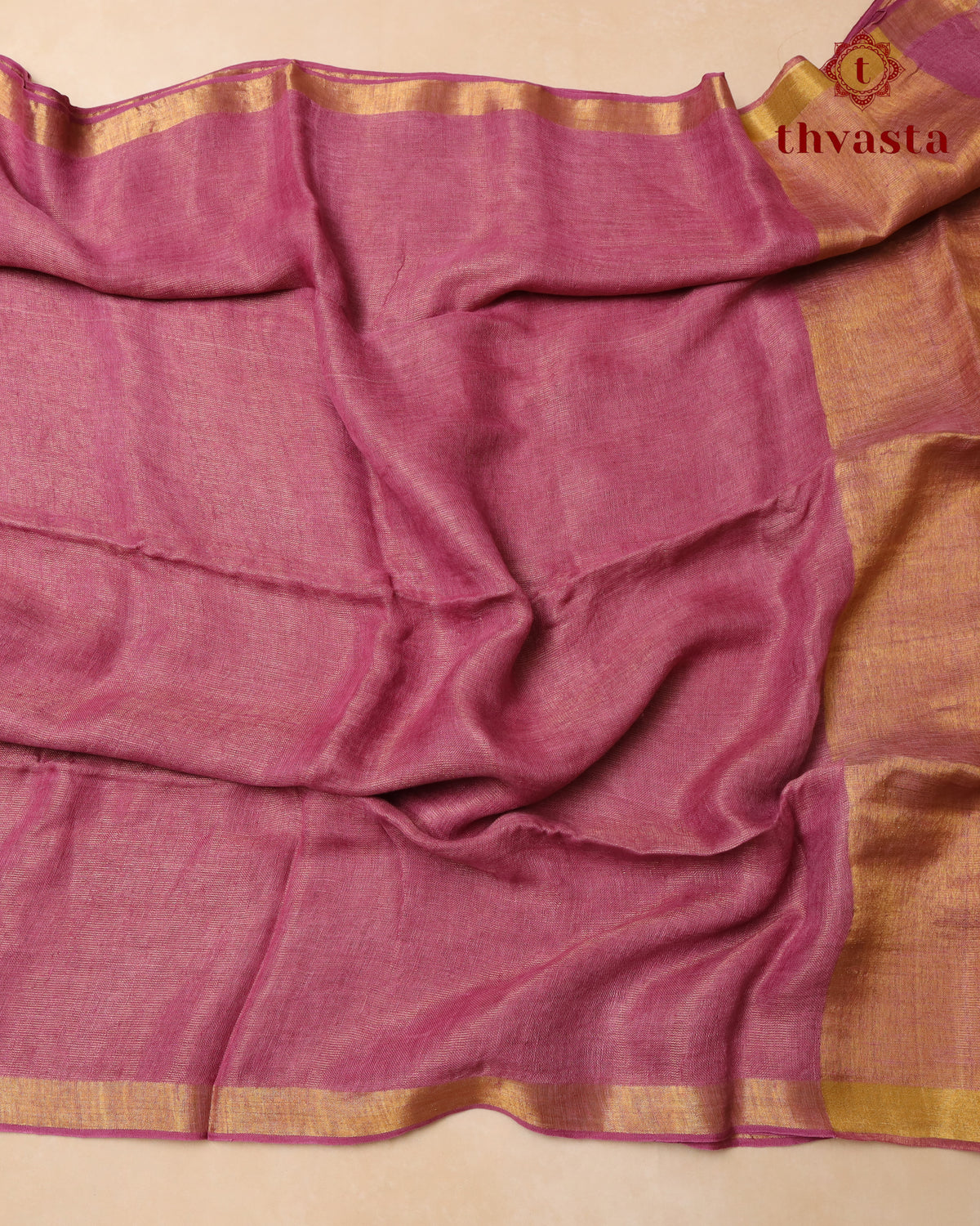 Metallic Linen Saree - Dark Mauve