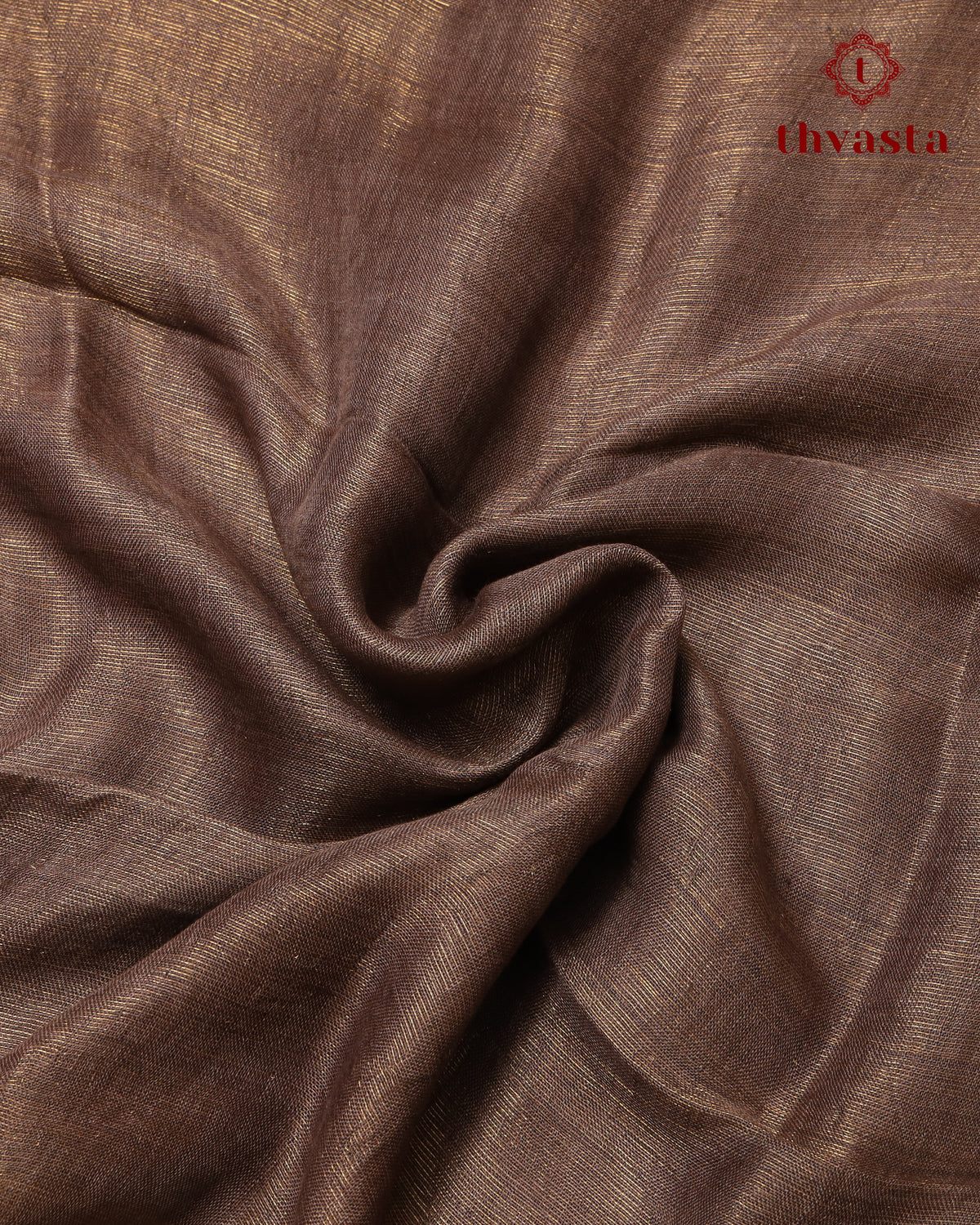 Metallic Linen Saree - Brown