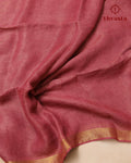 Metallic Linen Saree - Muted Rust Pink