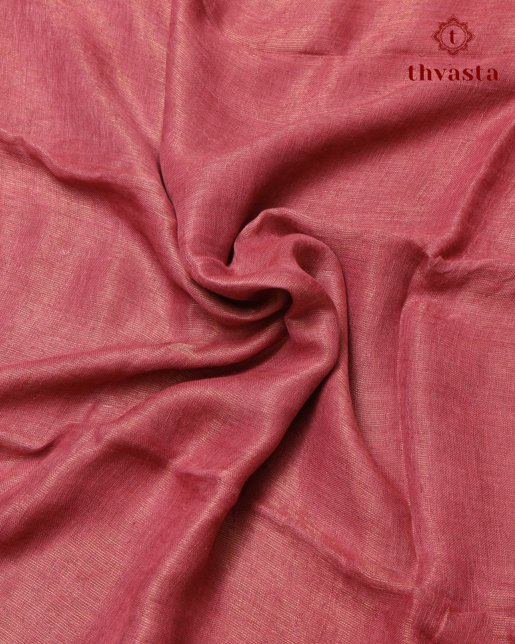 Metallic Linen Saree - Muted Rust Pink