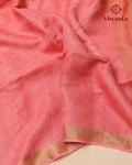 Metallic Linen Saree - Peach