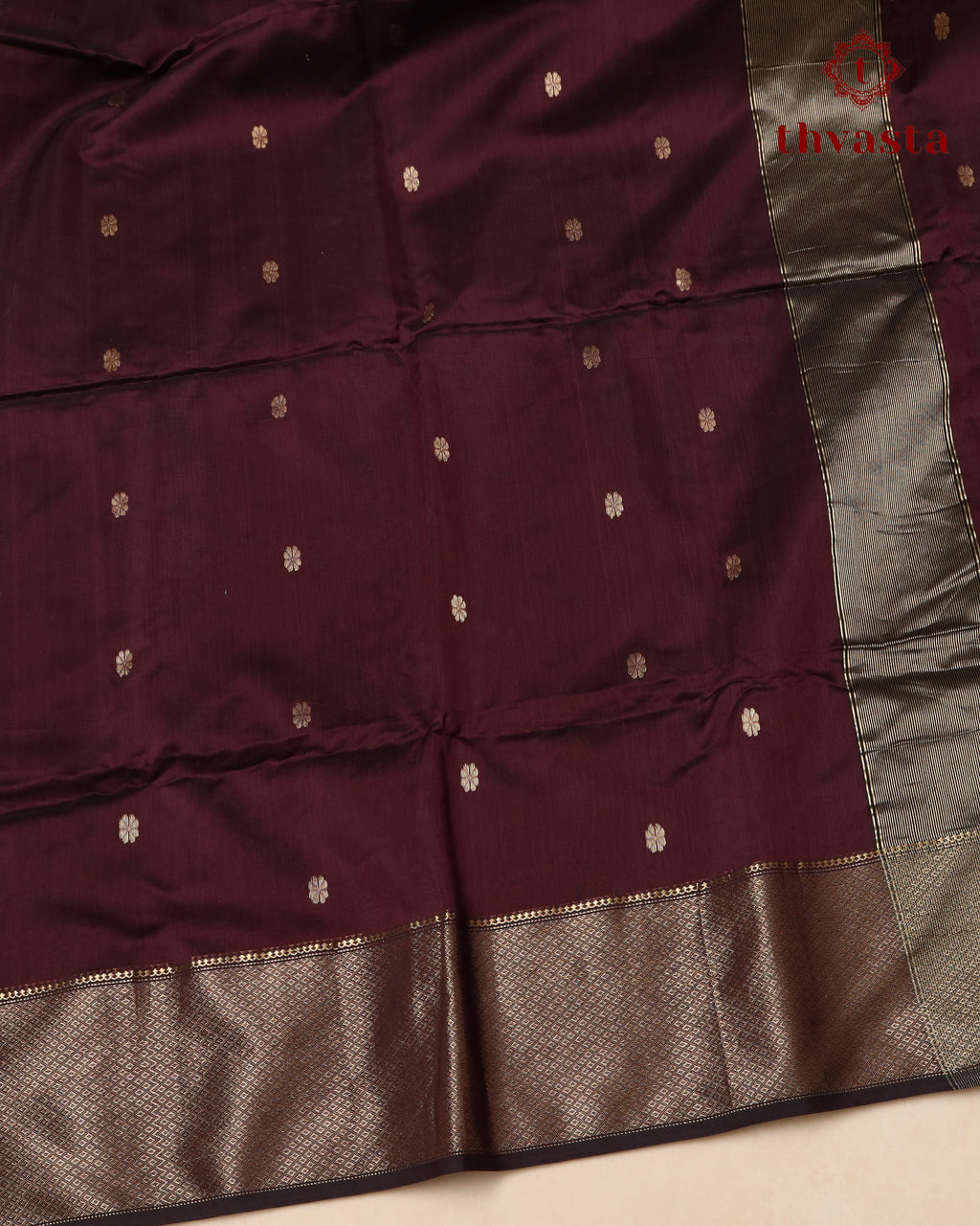 Maheshwari Silkcotton Saree -  Brown