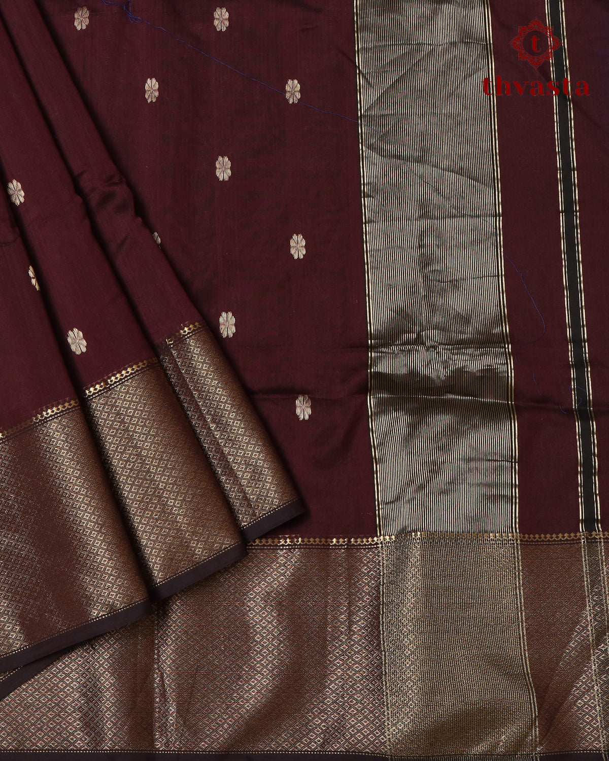 Maheshwari Silkcotton Saree -  Brown