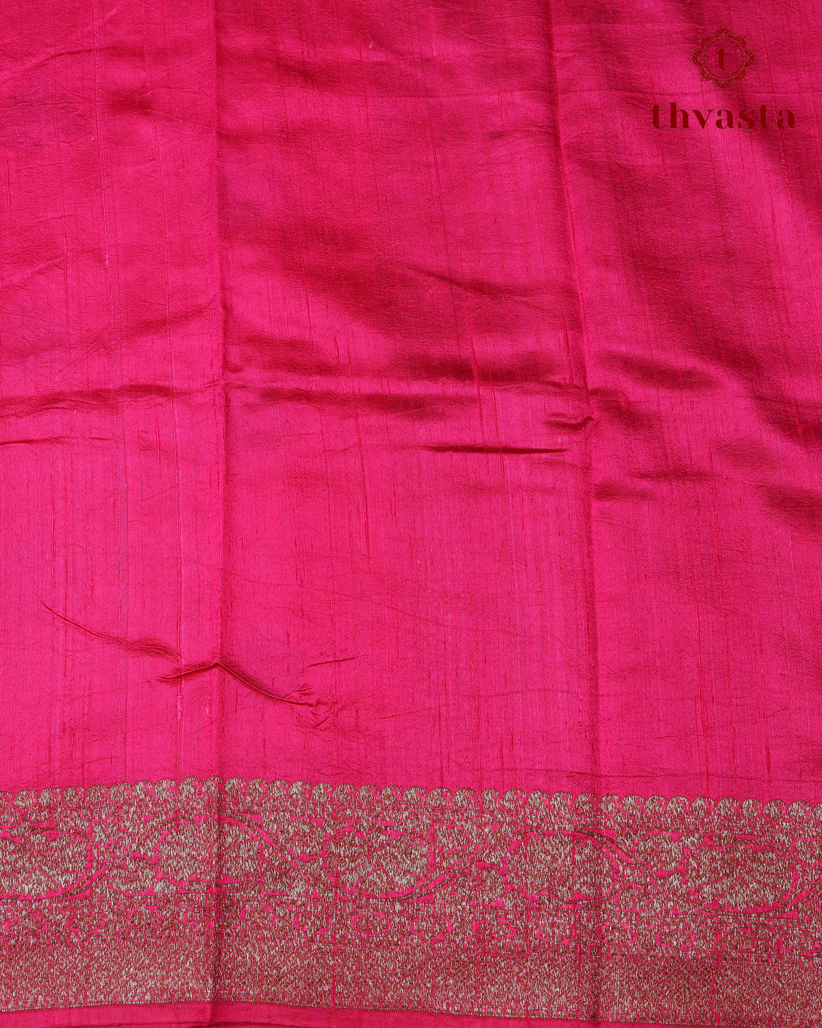 Pure Raw Silk Saree with Antique Gold Banaras Border -  Red