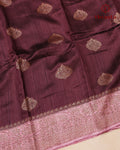 Pure Raw Silk Saree with Antique Gold Banaras Border -  Burgundy
