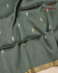 Elephant Grey Silk Linen Saree with Zari Border