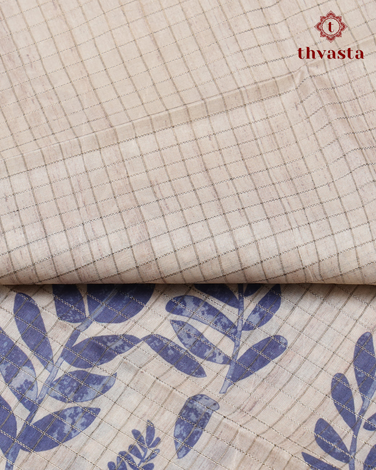 Semi Tussar Silk saree - Beige and Blue