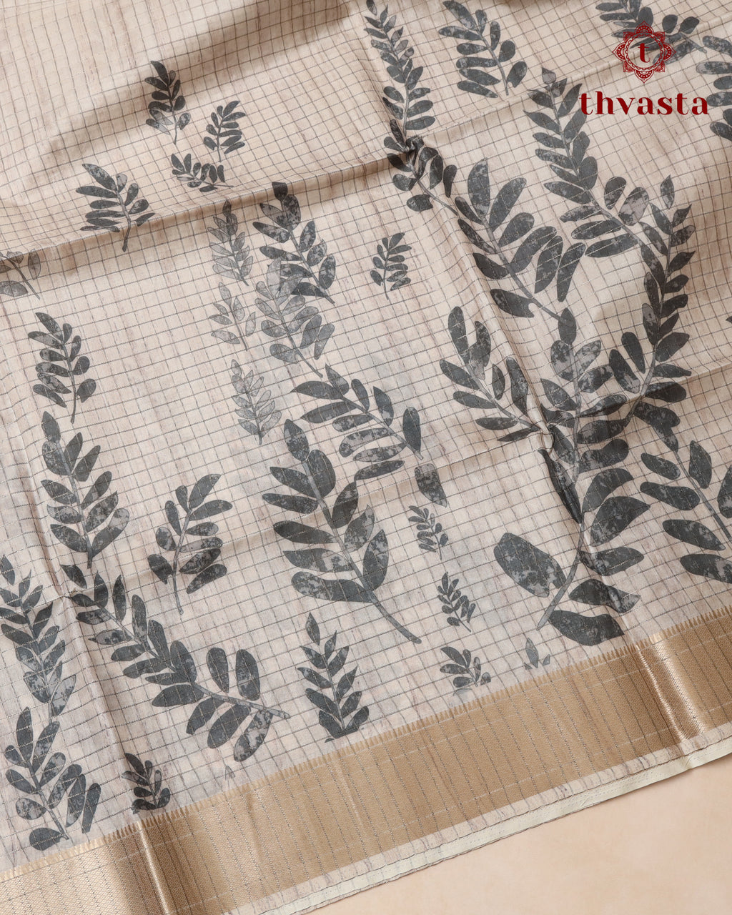Semi Tussar Silk saree - Beige and Grey