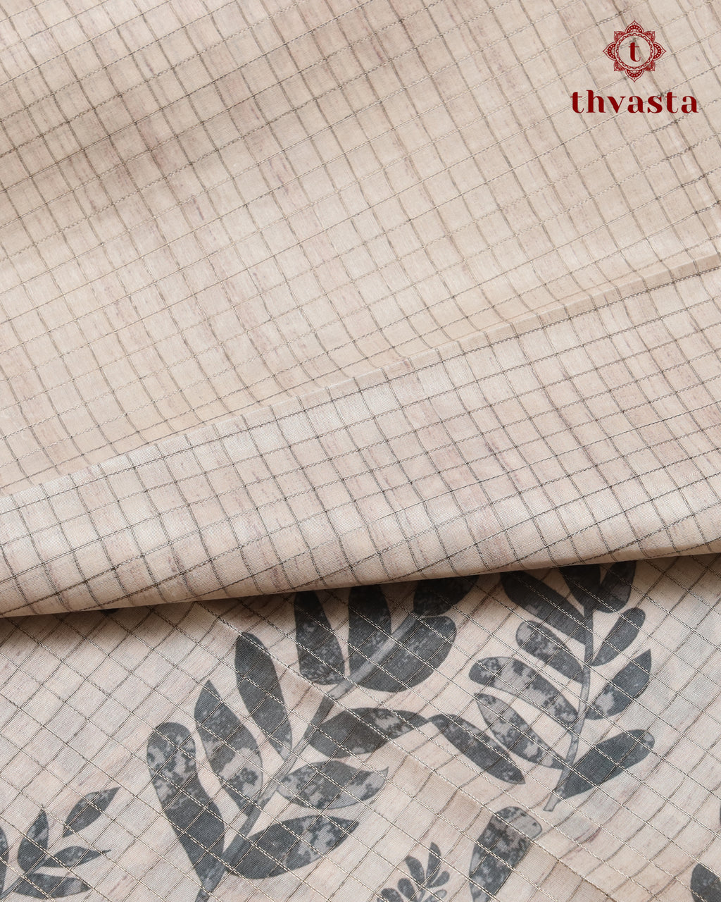 Semi Tussar Silk saree - Beige and Grey