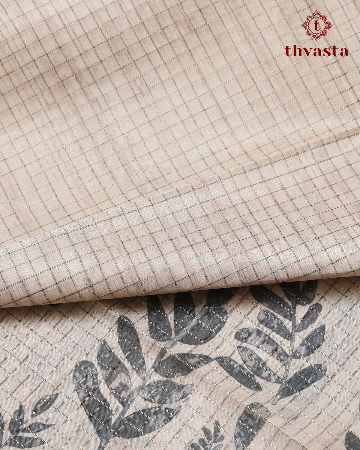 Semi Tussar Silk saree - Beige and Grey