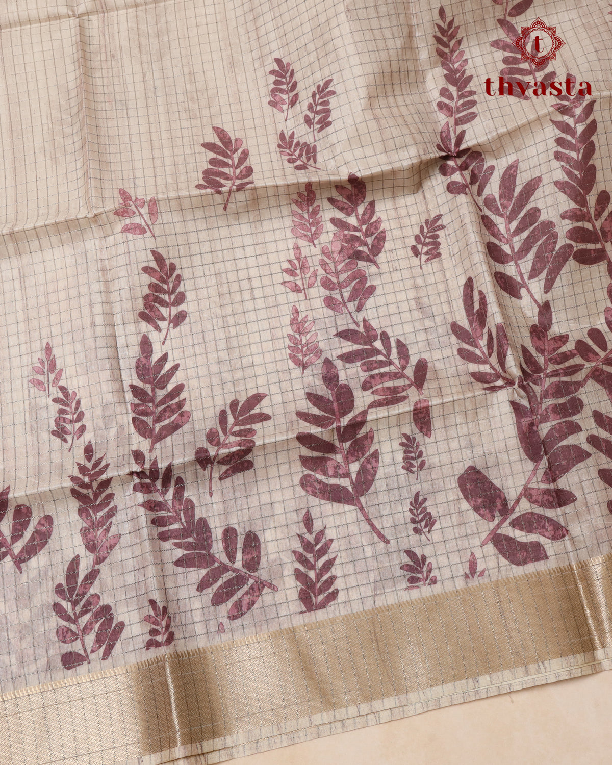 Semi Tussar Silk saree - Beige and Brown