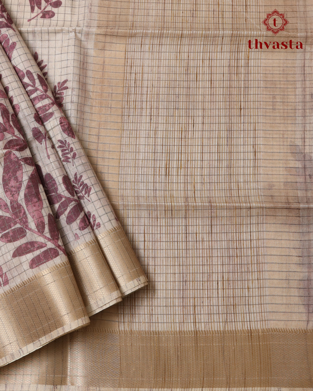 Semi Tussar Silk saree - Beige and Brown