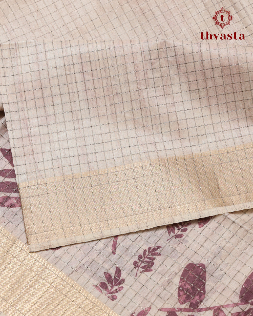 Semi Tussar Silk saree - Beige and Brown