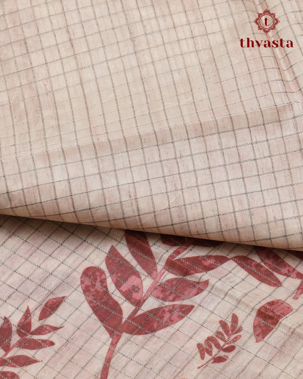 Semi Tussar Silk saree - Beige and Maroon