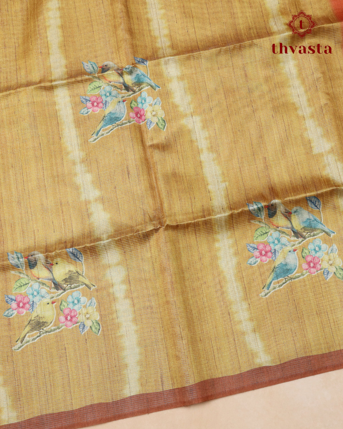 Semi Tussar Silk saree with Parrot Motifs - 01