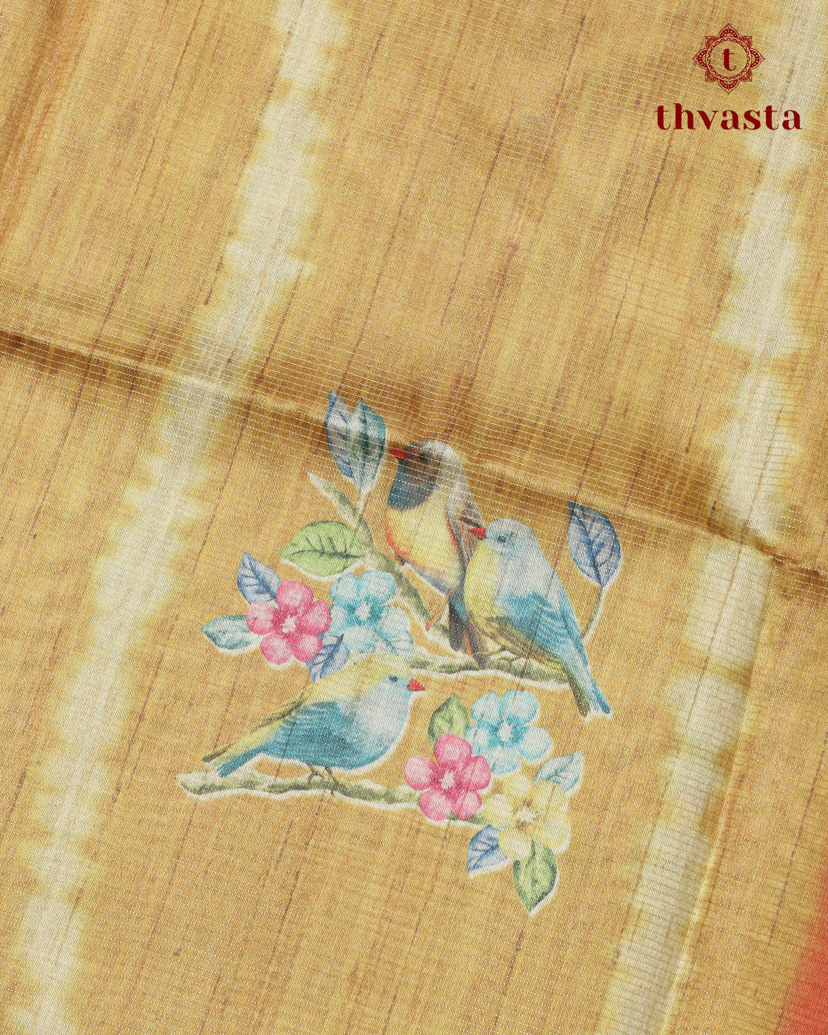 Semi Tussar Silk saree with Parrot Motifs - 01
