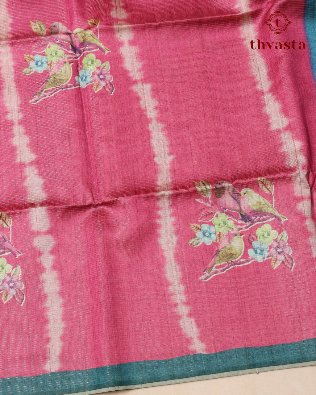 Semi Tussar Silk saree with Parrot Motifs - 02