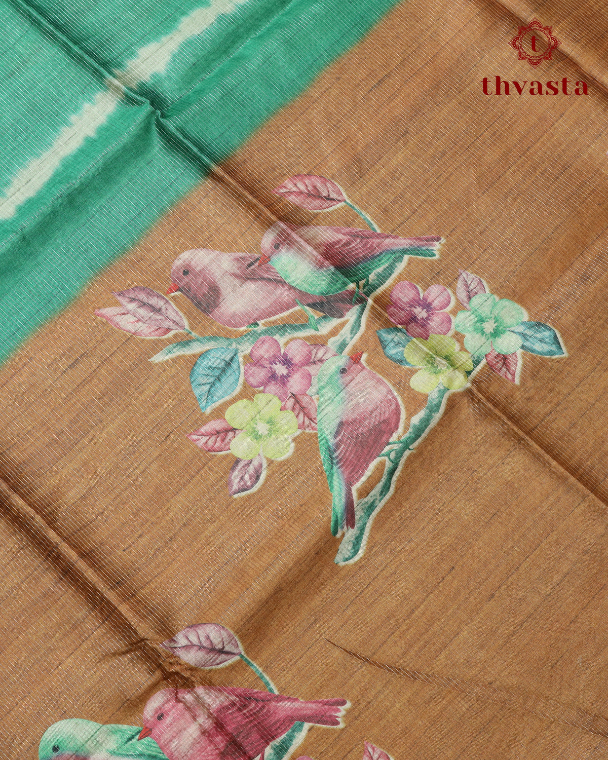 Semi Tussar Silk saree with Parrot Motifs - 05