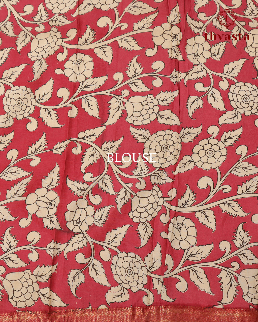 Chennur Silk Kalamkari Saree with Nizam Border -  Pink