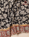 Chennur Silk Kalamkari Saree with Nizam Border -  Black